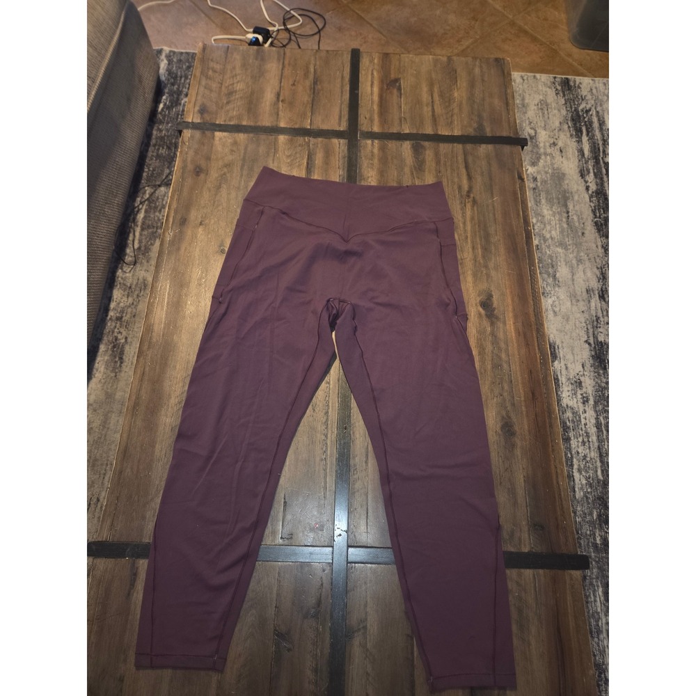 Halara High Waisted Crossover Active Leggings with Pockets Plum Burgundy 2XL